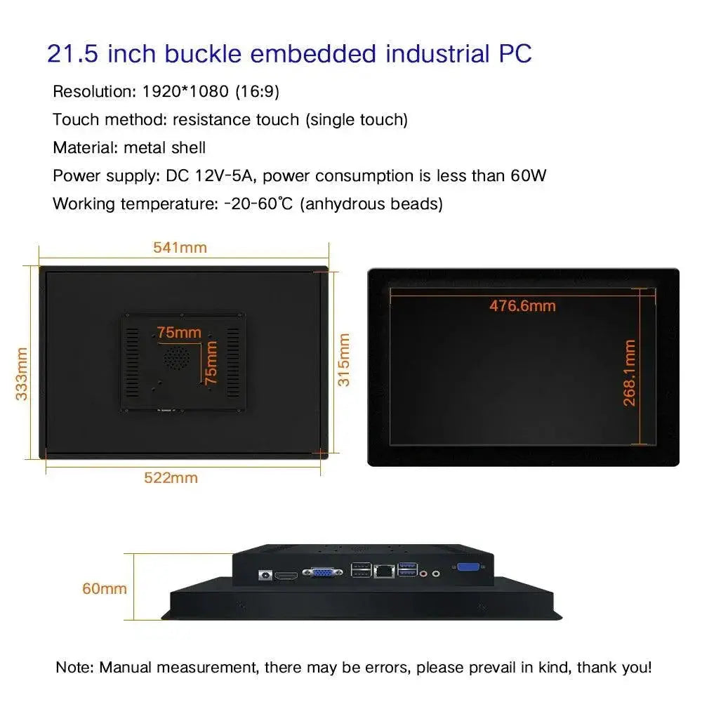 Industrial Touchscreen All In One PC For Control And Medical