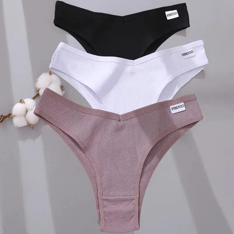 Brazilian Cotton Panties Set V Waist G String Lingerie