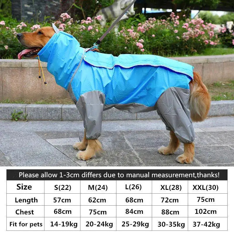 Large Dog Waterproof Hooded Raincoat Jacket Overalls 6XL