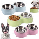 Stylish Double Pet Bowls Stainless Steel Feeder for Small Dogs