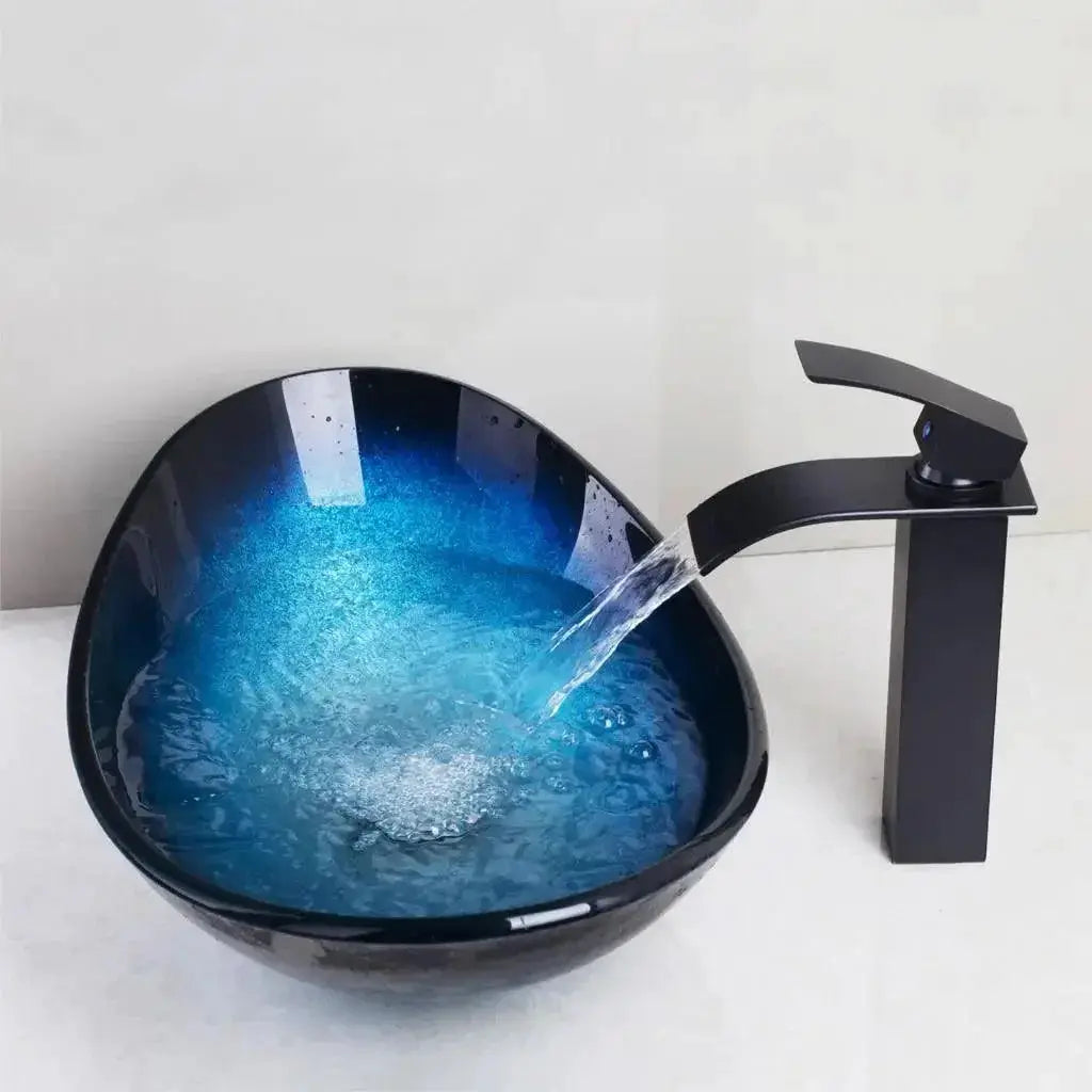 Tempered Glass Hand Painted Waterfall Spout Tap - OurLum.com