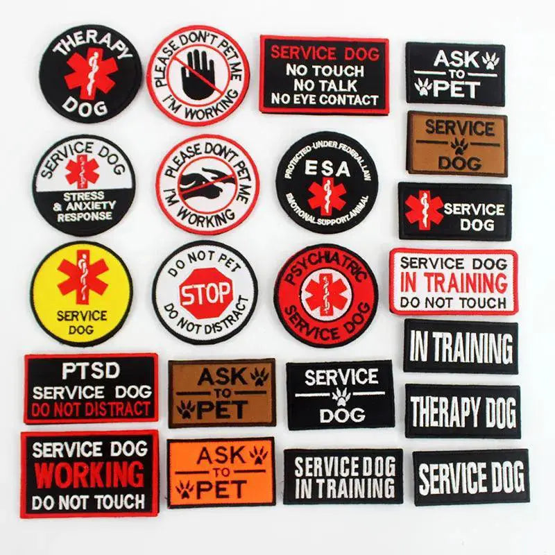 Therapy Dog Badges Hook Loop Patches For Vests Harnesses