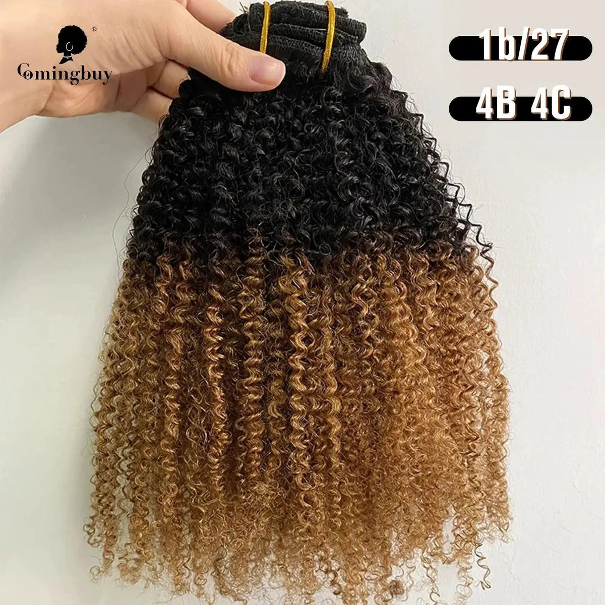 Voluminous Clip-In Extensions for Afros – Natural color / 26inches / >=20% | 120g/Set product view 9