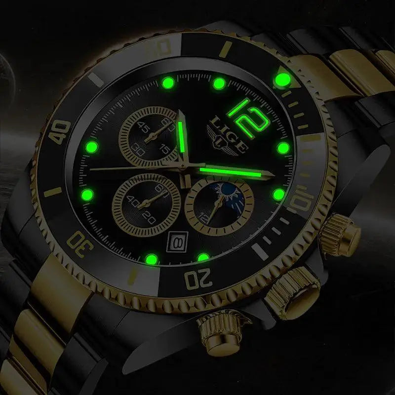 Moon Phase Chronograph Sport Watch Waterproof Performance