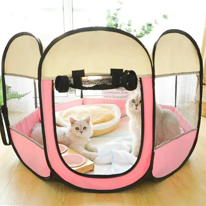 PetEase Portable Octagon Pet Playpen With Rolling Door