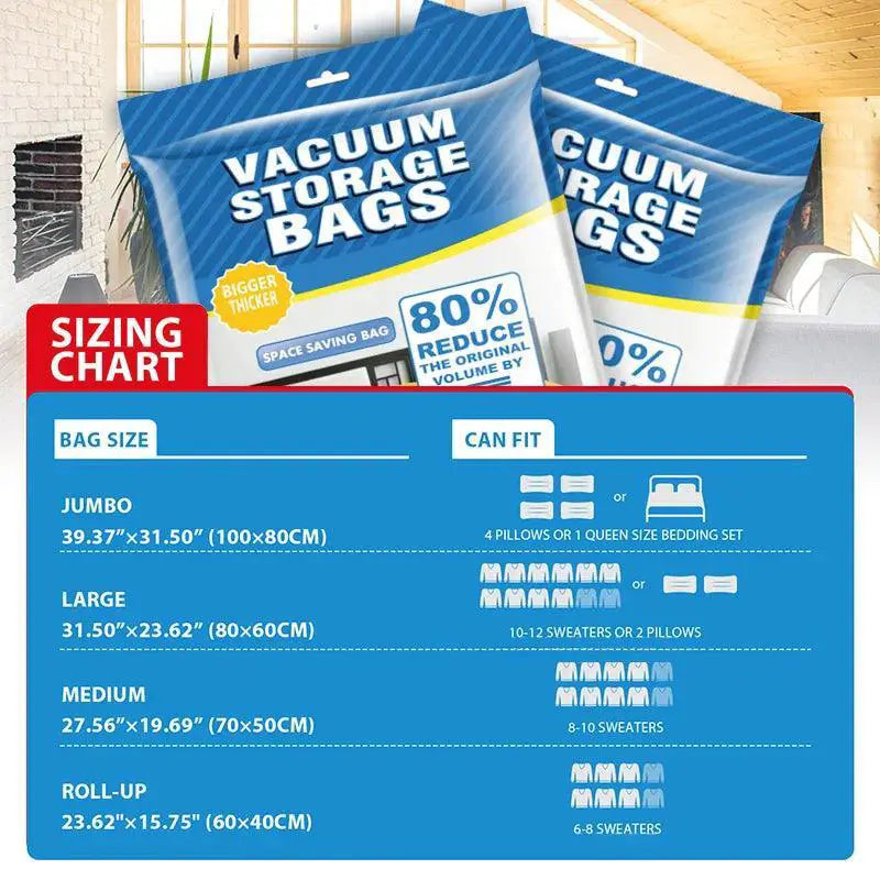 Vacuum Storage Bags Set Space Saving Puncture Resistant