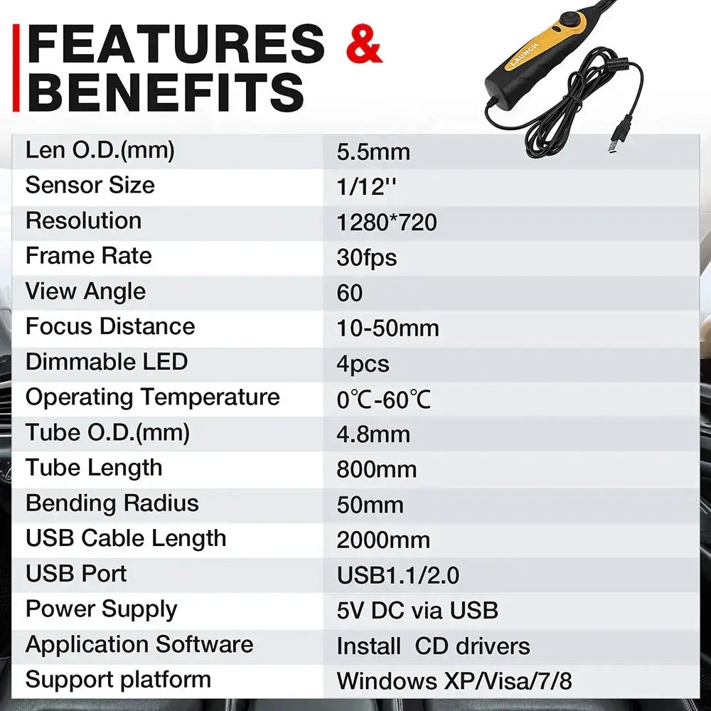 Launch VSP600 Videoscope Camera Endoscope Car Inspection