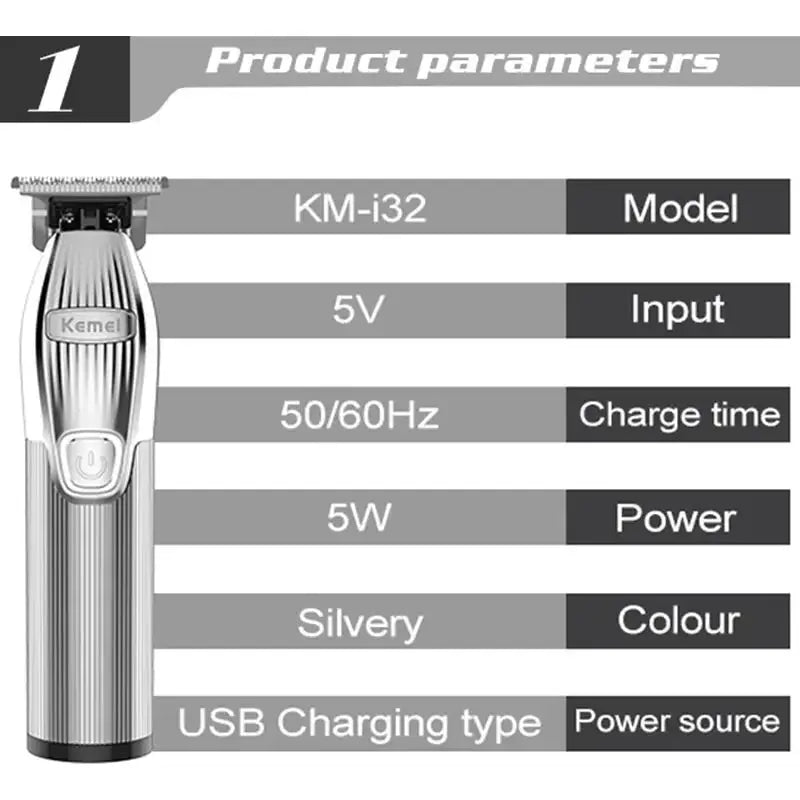 I32 K32 Professional Men Cordless Rechargeable Hair Trimmer
