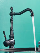 Quyanre Black Bronze Retro Antique Brass Kitchen Faucet