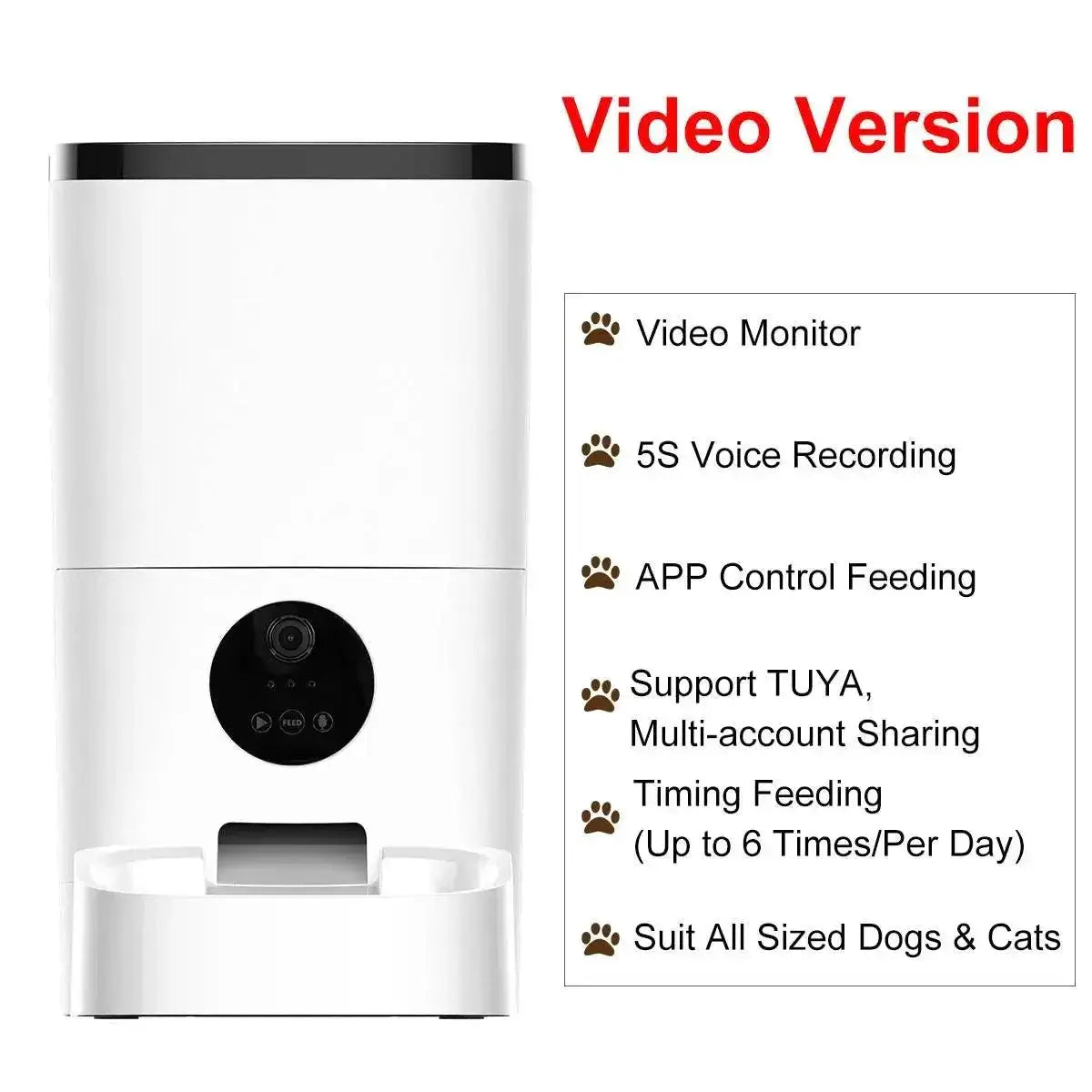 Smart Pet Feeder With HD Camera App Control Large Capacity