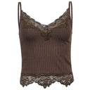 Gothic Bodycon Camis Crop Top Women Grunge Punk Backless Ribbed Lace Trim Summer