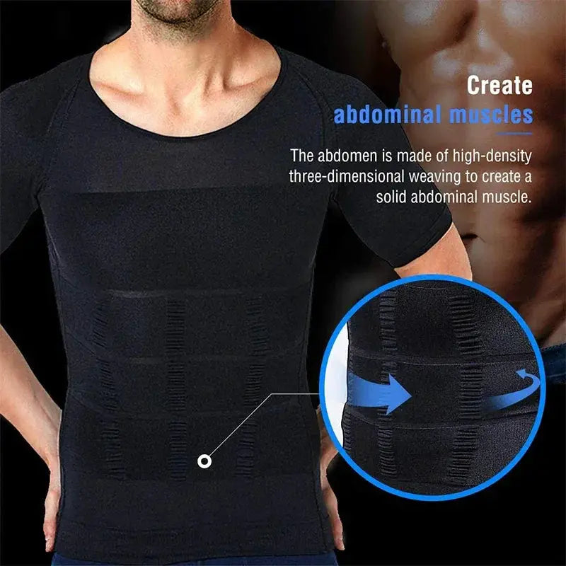 Mens Slimming Compression Undershirt for Tummy Control