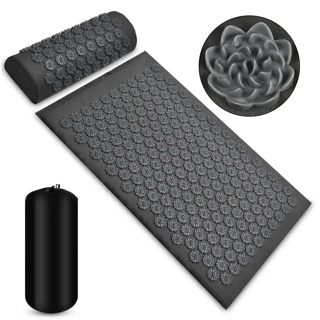 3Pcs Yoga Acupressure Mat and Pillow Set Acupuncture Long Massage Cushion Neck Back Feet Massager Relieve Stress Pain Massager