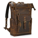 Cowhide Leather Backpack Anti Theft 20L