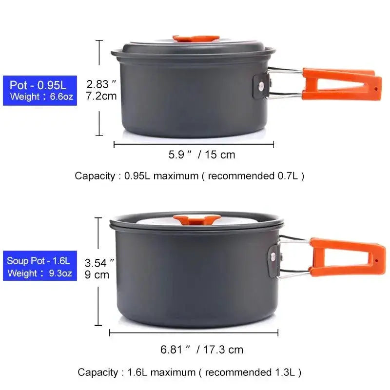 Aluminium Alloy Camping Cookware Set For Hiking Travel