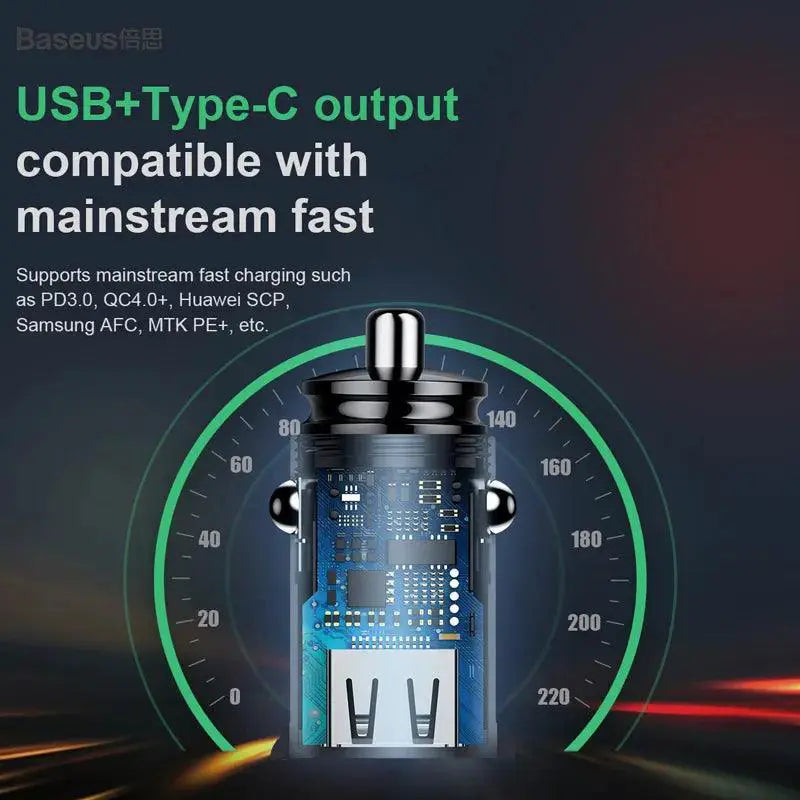 Baseus 30W Car Charger Fast Charging Xiaomi IPhone Samsung