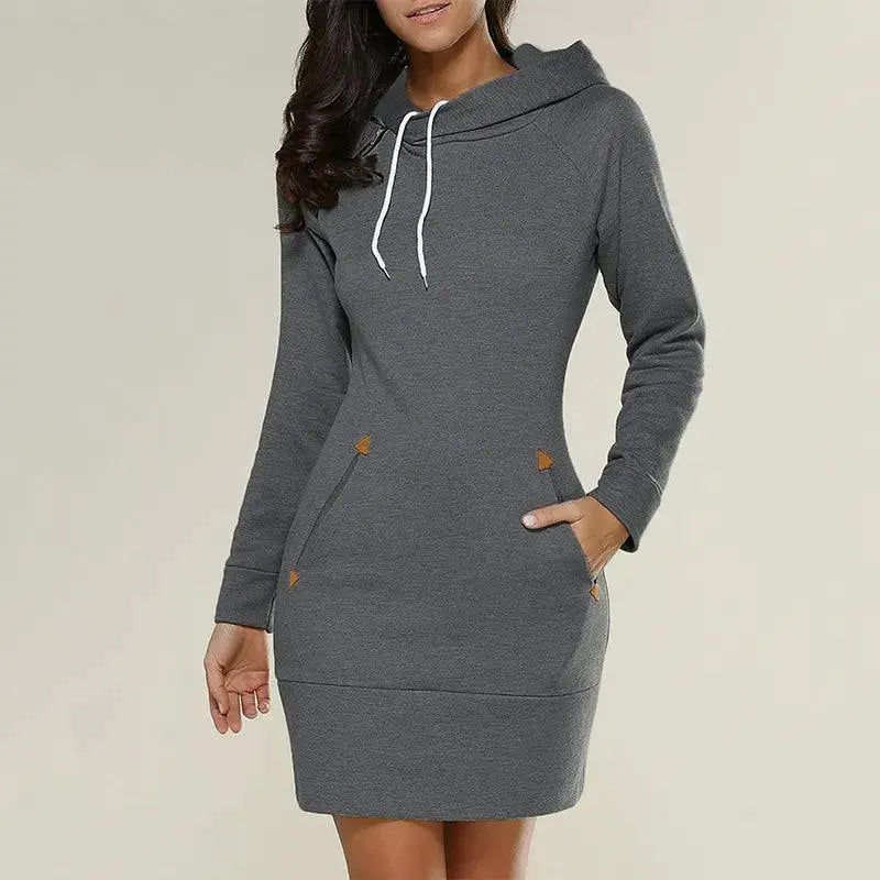 Women's Hooded Sweatshirt Dress For Sporty Outings