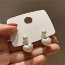 Heart Pearl Earrings Elegant Feminine Jewelry Chic Look