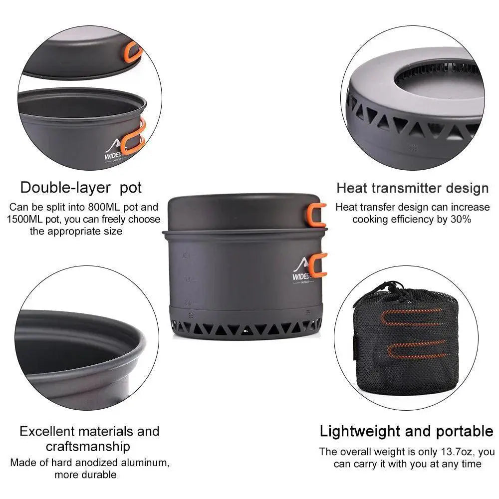 1.3L & 2.3L Outdoor Camping Cookware Set Lightweight Gear - OurLum.com