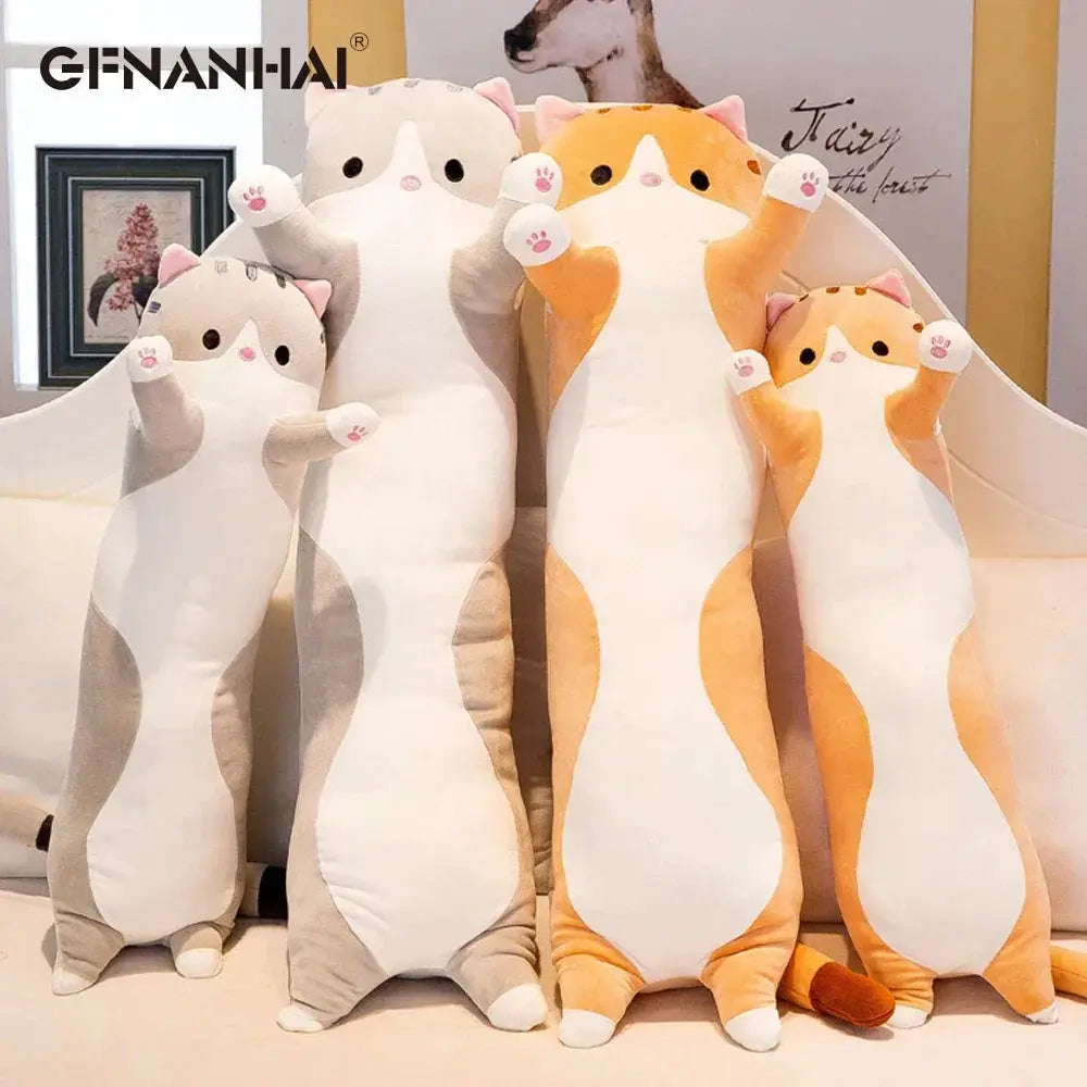 Long Cat Plush Toy Pillow 50 To 130CM Soft Cuddle Companion