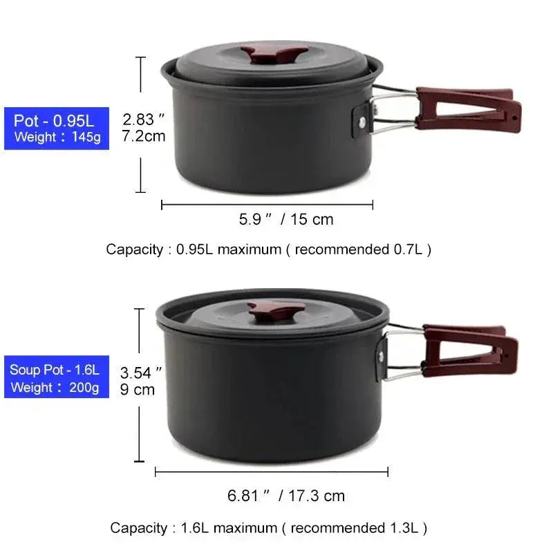 Lightweight Aluminum Camping Cookware Set For Outdoor Use