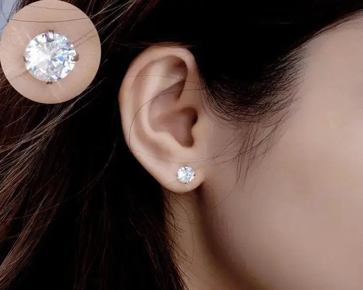 Sparkling Crystal Silver Stud Earrings Wedding Jewelry