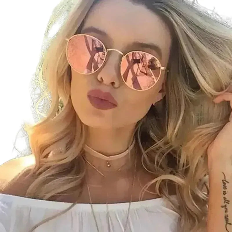 Vintage Designer Small Round Sunglasses For Women Luxury