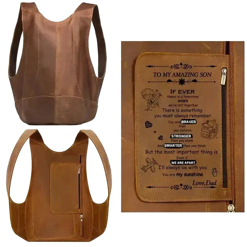 Anti-Theft Leather Backpack for Work — product view 1