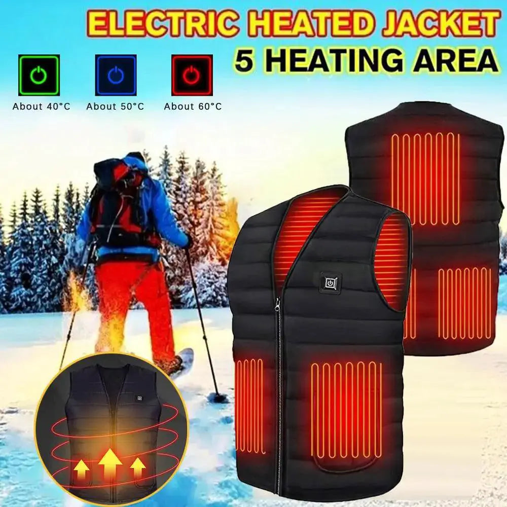 11 Area Heating Vest Men Women Casual V-neck USB Heated Jacket - OurLum.com