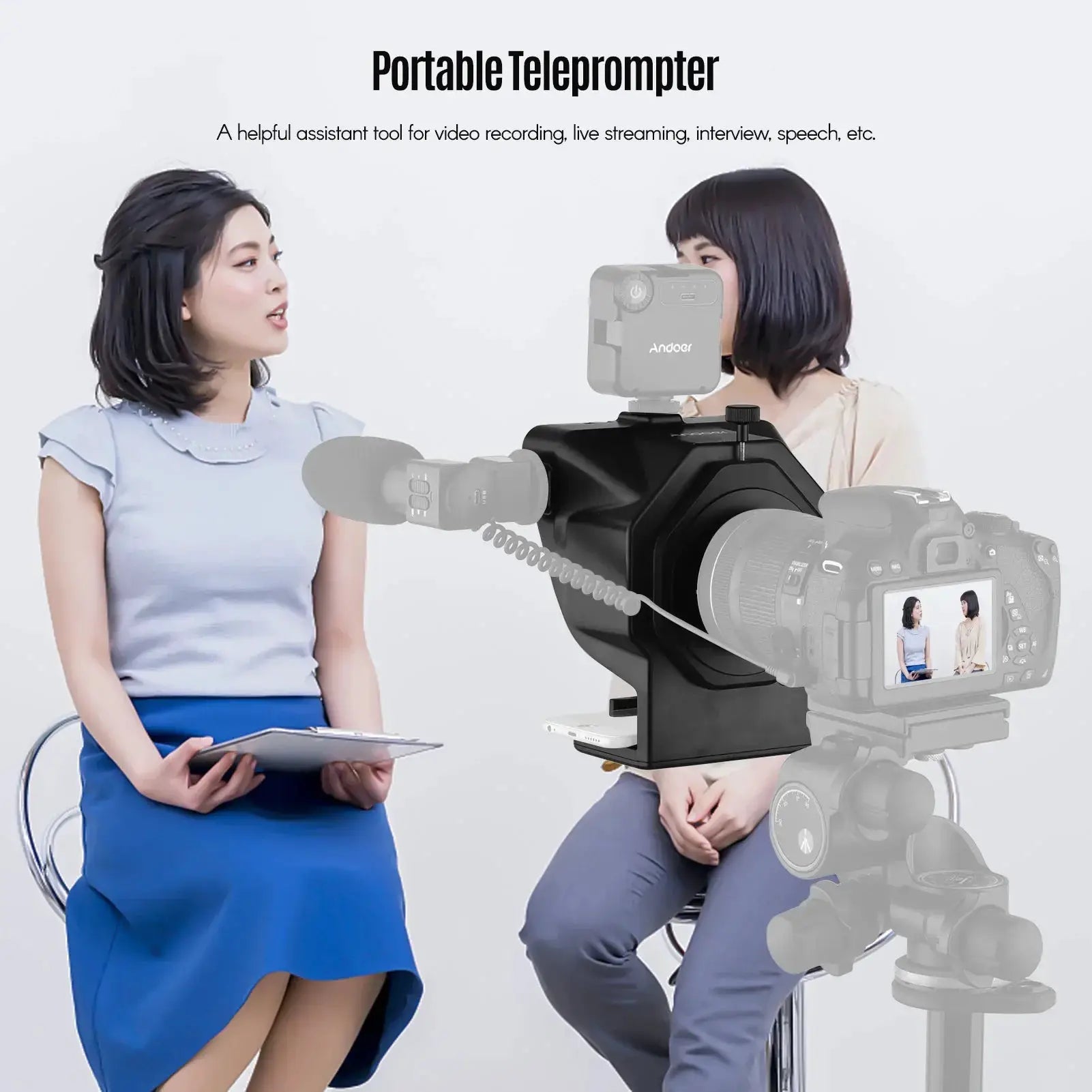 Andoer Portable Smartphone Teleprompter With Remote Control
