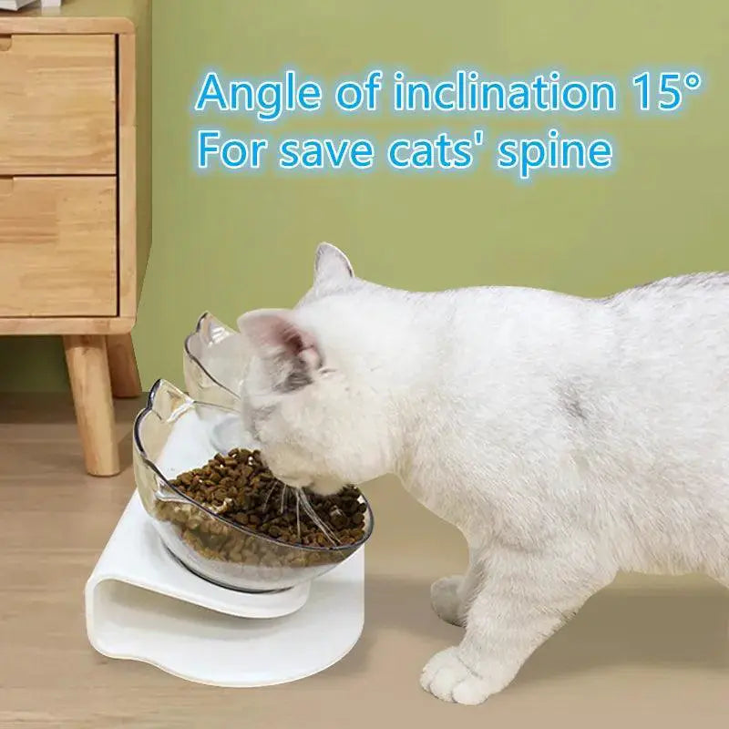 Double Cat Bowl Set Elevated Feeding Bowls For Cats