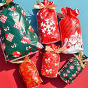 Santa Candy Bags with Snowflakes - Durable Gift Wrap