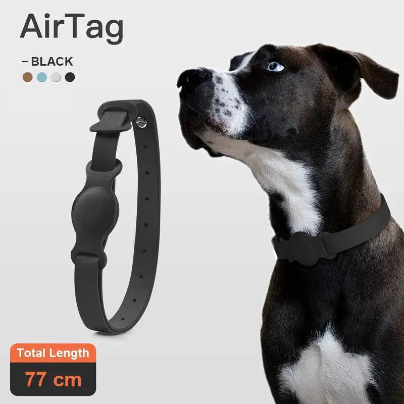 Premium Leather Pet Collar With Apple AirTag Tracker