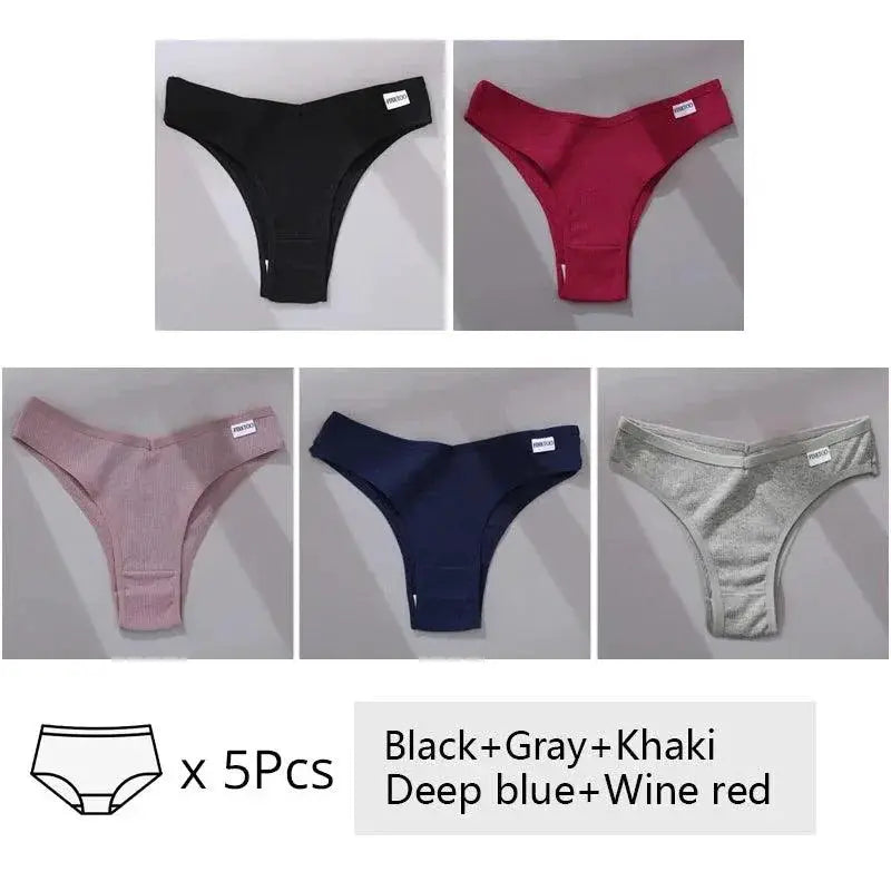 Brazilian Cotton T Back Panties Cozy Low Rise Underwear Set