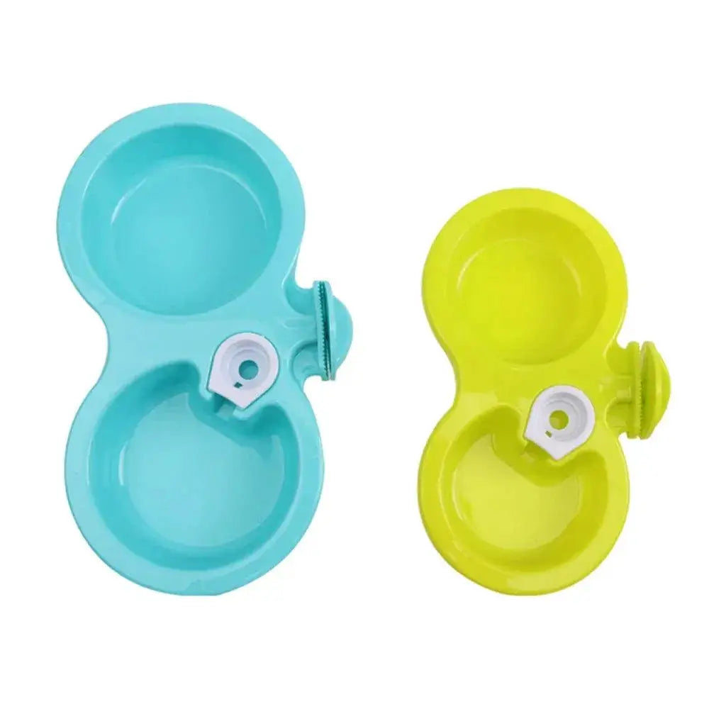 Double Hanging Pet Cage Bowls With Automatic Water Feeder