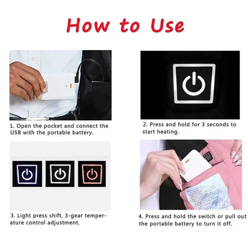 11 Area Heating Vest Men Women Casual V-neck USB Heated Jacket - OurLum.com