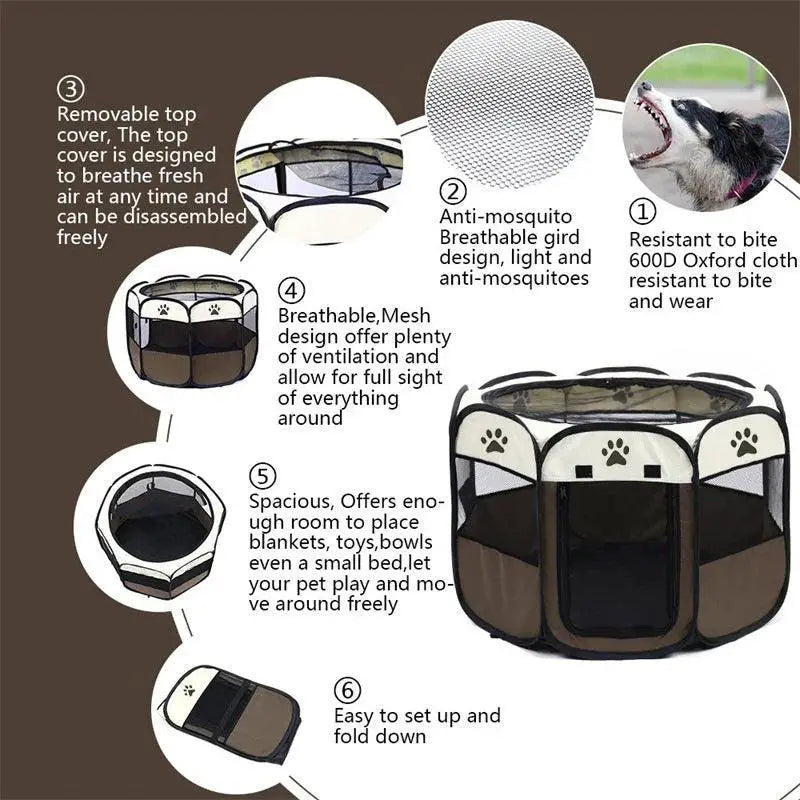 Portable Octagonal Dog Playpen for Large Dogs Comfort