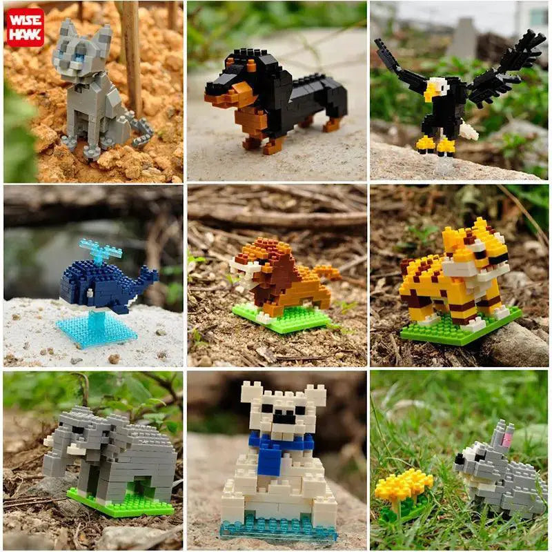 Kids Mini Building Blocks Animals 3D Model Educational Bag