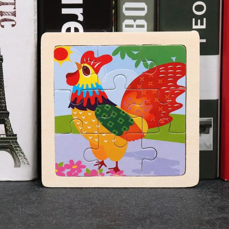 Kids Cartoon Animal Traffic Wooden Educational Puzzle Set