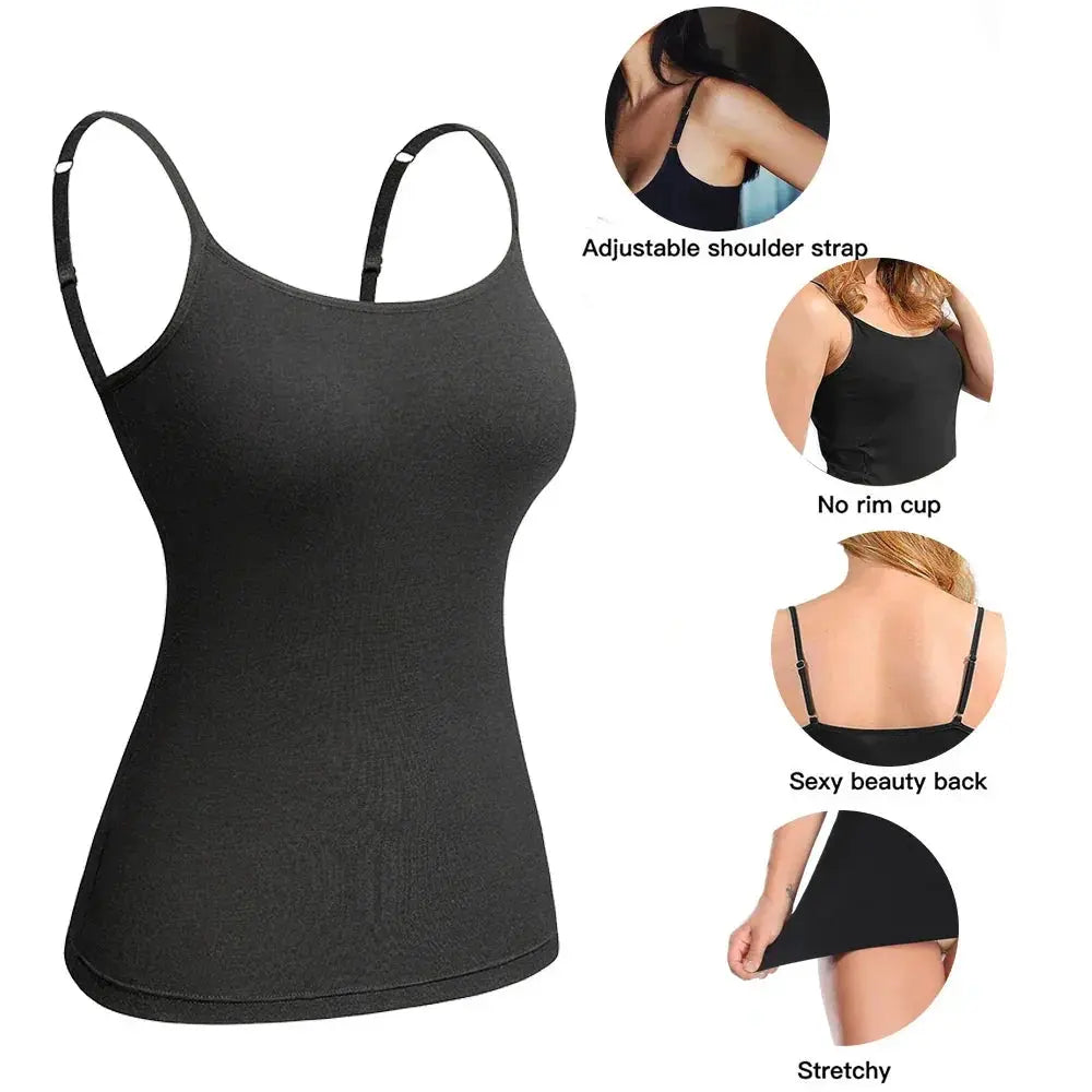 Adjustable Cotton Cami With Shelf Bra Womens Tank Top