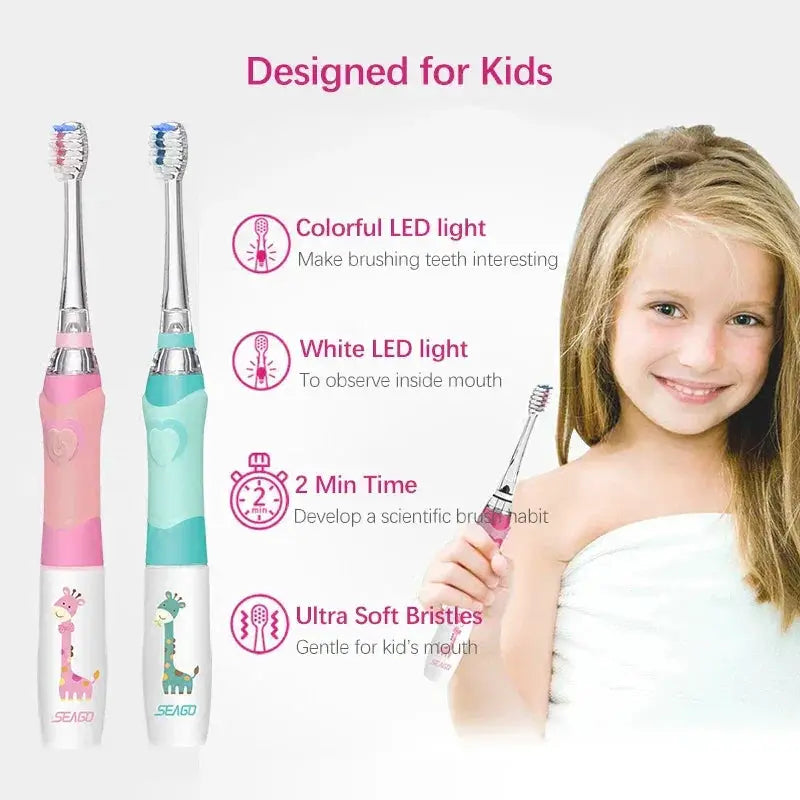 SEAGO Kids Electric Toothbrush 3 to 12 Years Soft Bristle