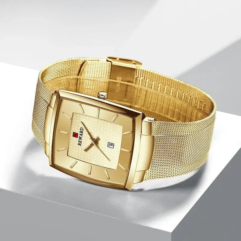 Gold Quartz Mens Watch Waterproof Luxury Timepiece