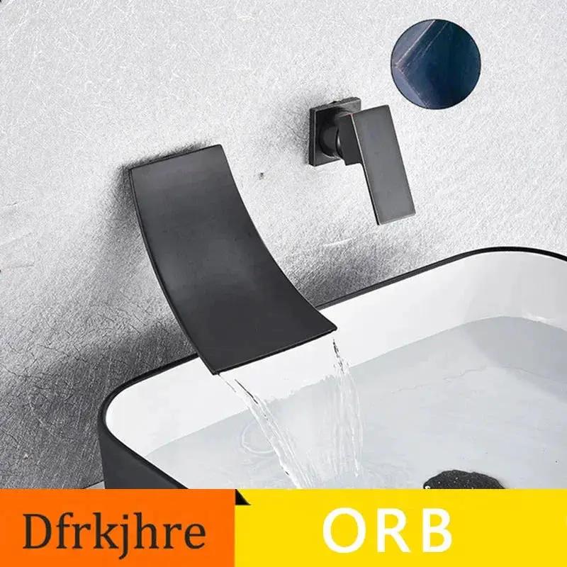 Waterfall Basin Faucet Chrome Matte Black Wall Installation