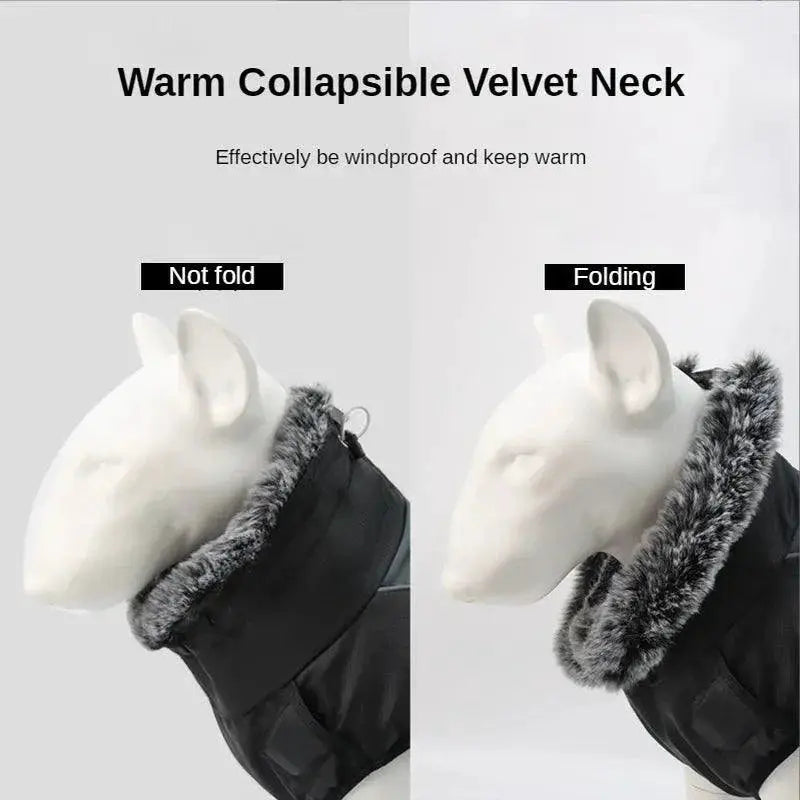 Waterproof Dog Vest Jacket With Fur Collar For Large Breeds
