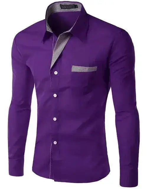 Sophisticated Mens Slim Fit Dress Shirt Formal Elegance