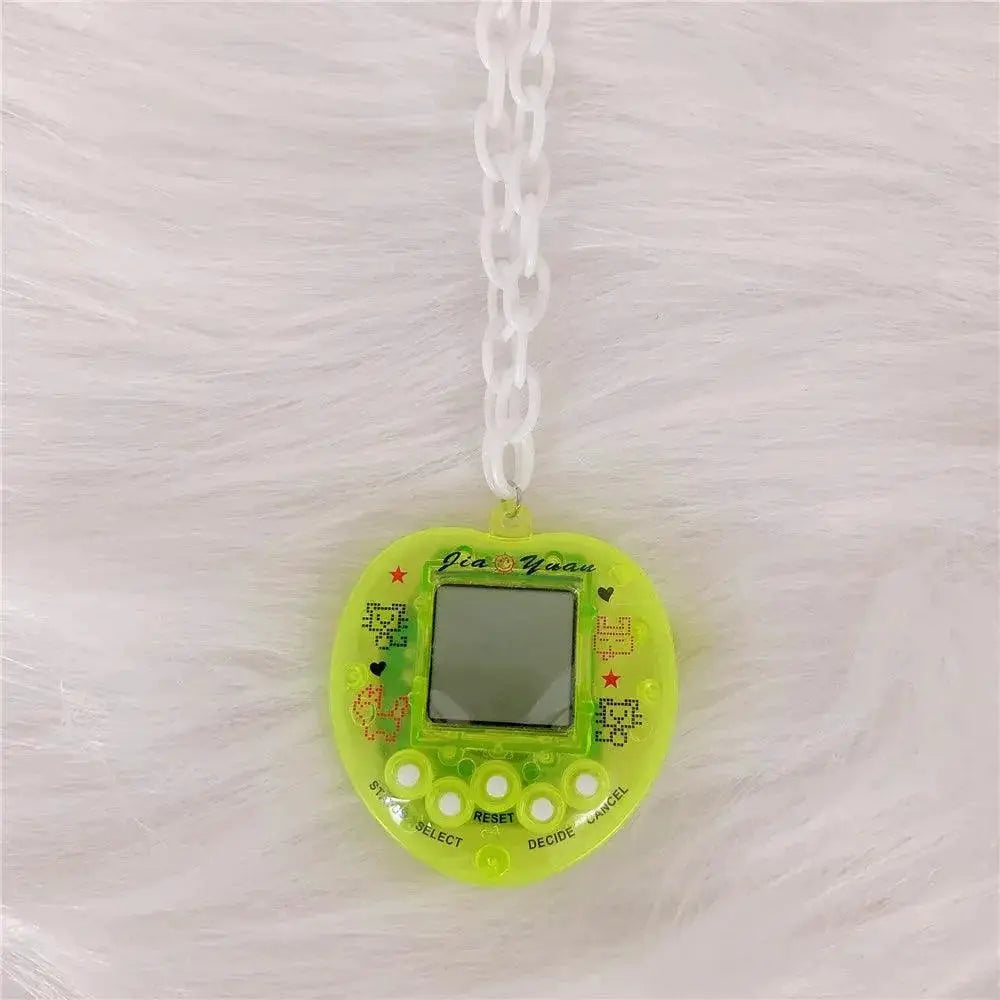 Y2K Electronic Pet Game Pendant Necklace With Rainbow Charms