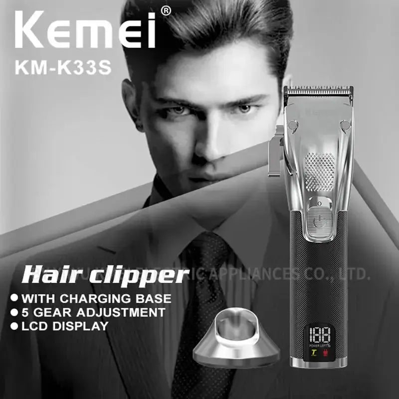 K33S Adjustable Barber Electric Hair Clipper Rechargeable
