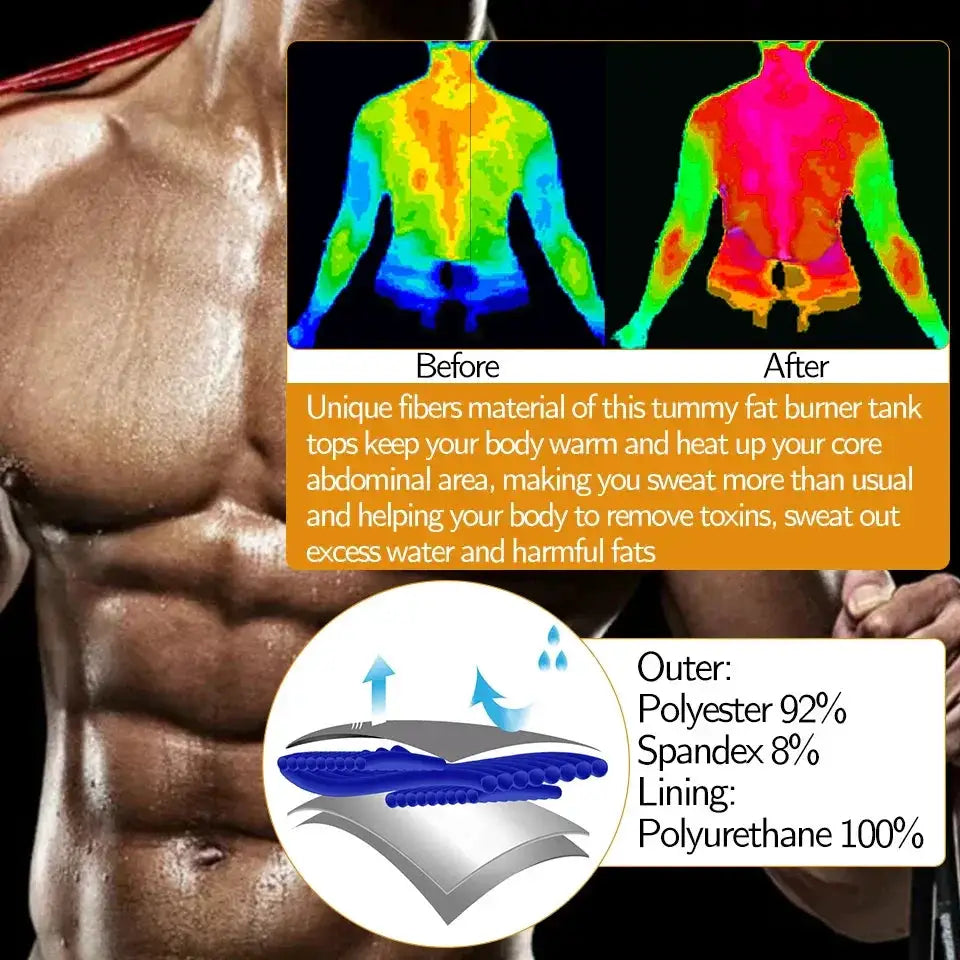 Men Sauna Sweat Vest Waist Trainer Compression Shirt