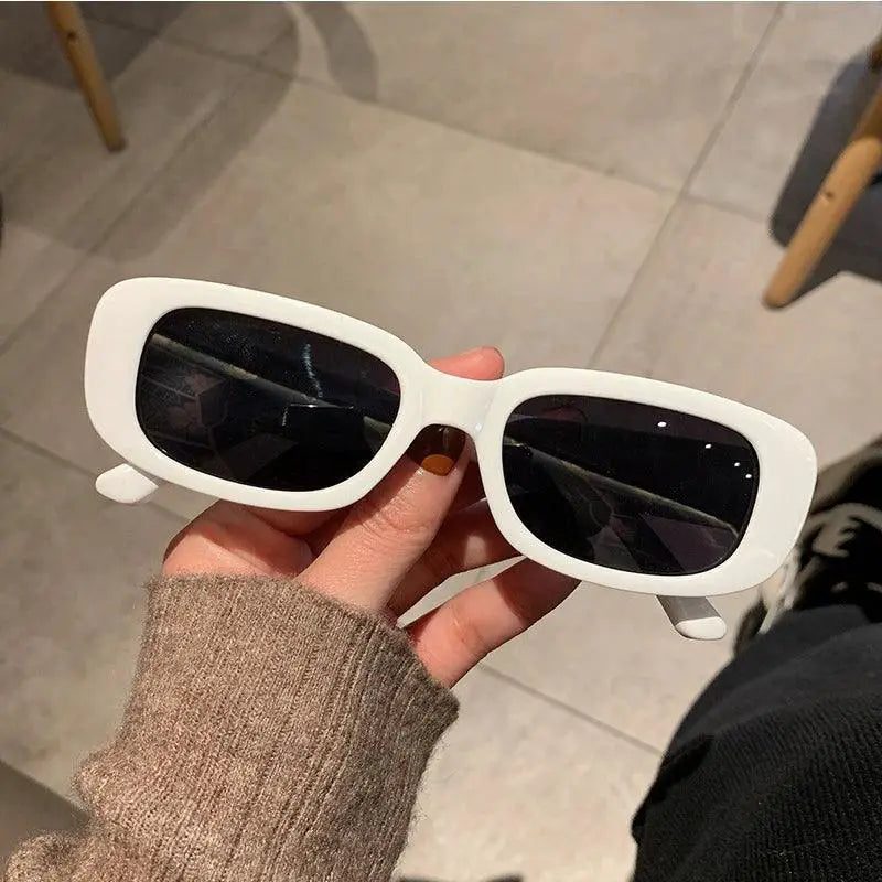 Chic Retro White Rectangular Womens Sunglasses UV Protection