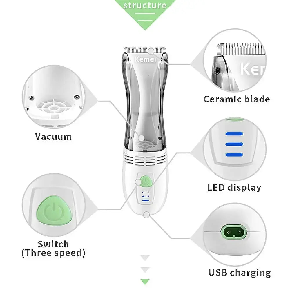 KM 79 Vacuum Haircut Kit Low Noise Baby Trimmer Cordless